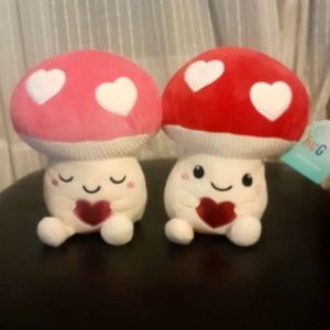 Hug Me Valentines Mushrooms Plush Pink Red White Hearts Cozy POPULAR CHARACTERS